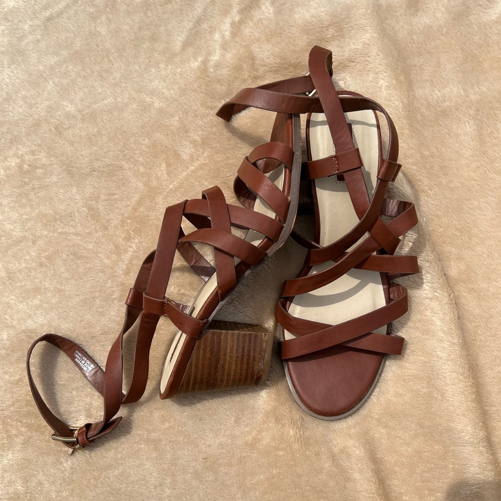 Strappy Brown Heeled Sandals